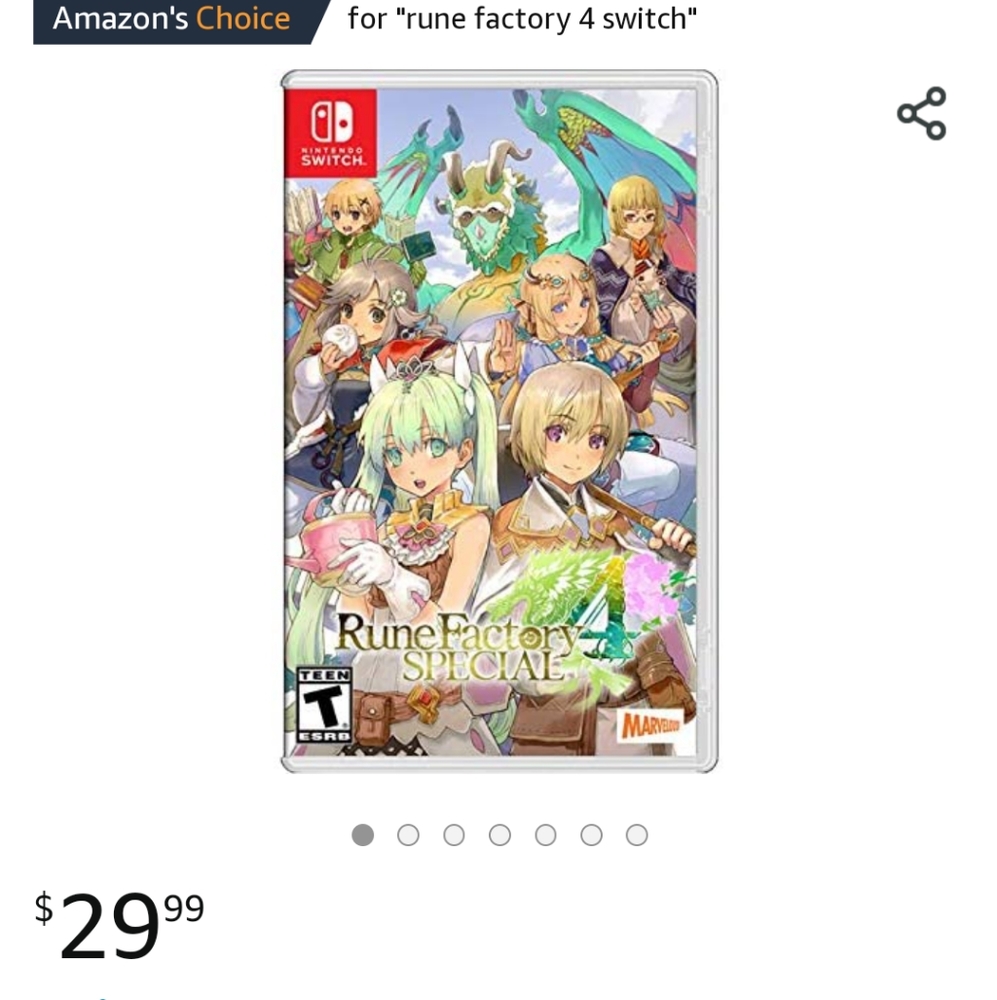 Rune Factory 4 Nintendo Switch Game